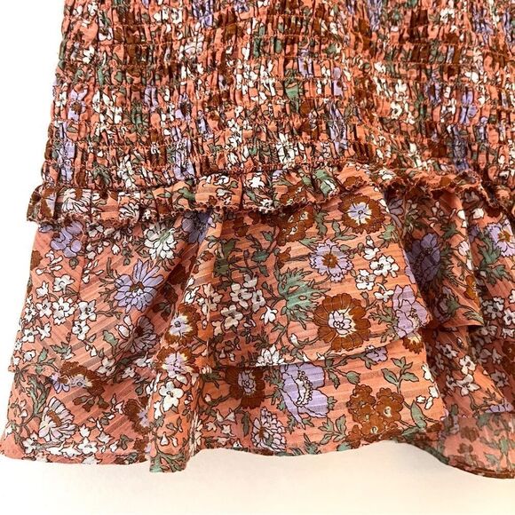 Veronica Beard MELODIE FLORAL-PRINT SMOCKED SKIRT IN CORAL Size 12 NWT - Picture 5 of 11